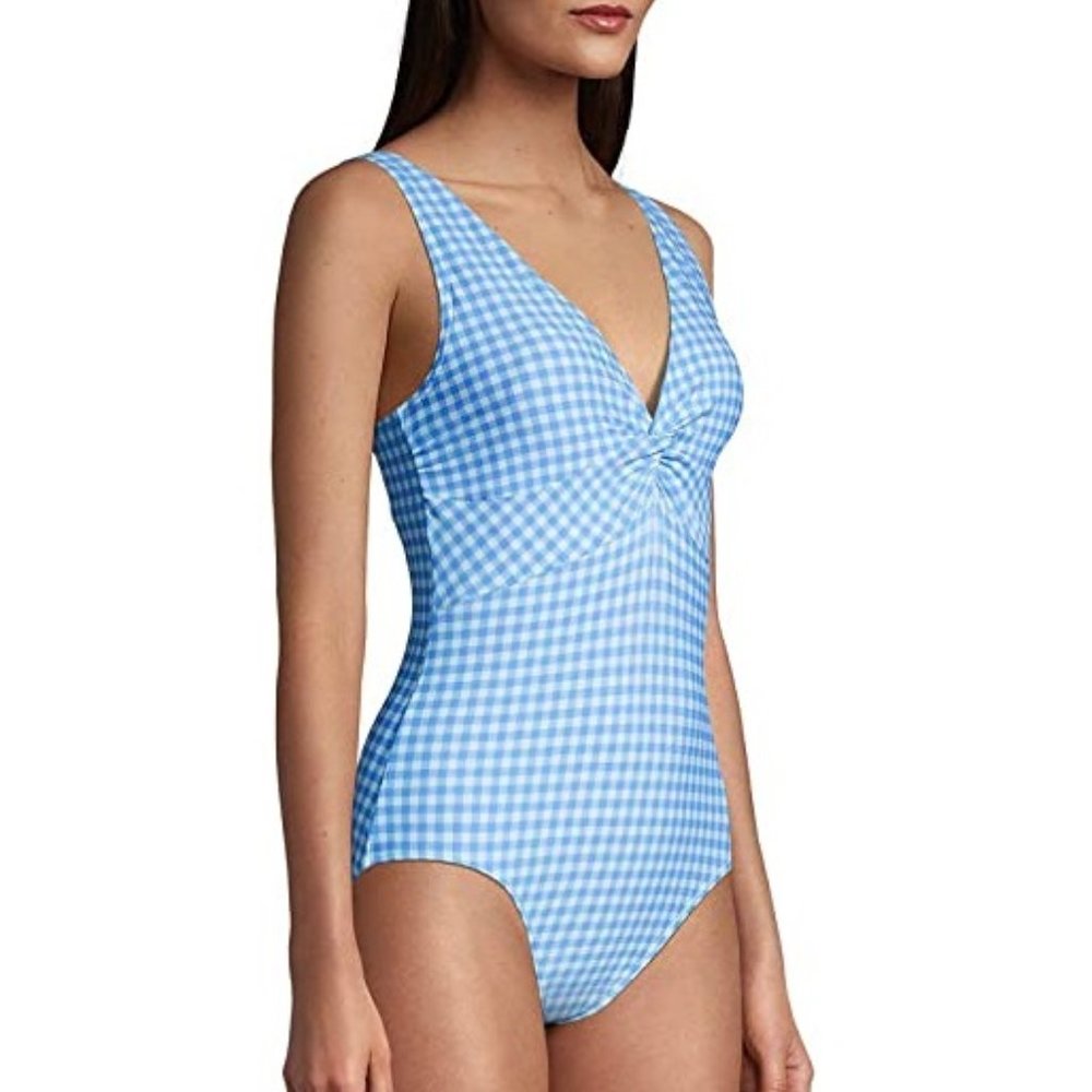 Lands End Womens Tummy Control V-Neck Twist Front 1-Piece $70 Size 16 Tall 8B372 - Picture 1 of 1